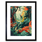 Amazon Rainforest Diverse Flora and Tropical Birds Framed Wall Art Print 12X16
