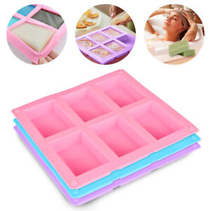 6 Grids Rectangle Silicone Soap Making Molds DIY Cake Bakeware Mould Tools Gift