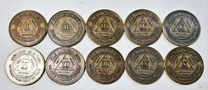 Lote de 10 Monedas: Años 1-10 Recuperación-Un Día Medalla Alcohólica Ficha AA Anónimo - Imagen 1 de 4