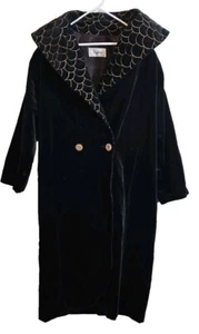 Vintage Coats By Cattiva JL DeBall Black Velvet 100% Cotton Women's Sz Medium - Picture 1 of 10