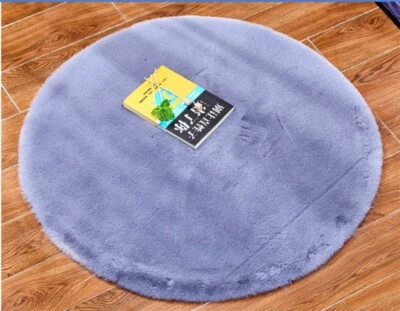 Alfombra de piel de conejo sintética redonda suave alfombra de lana esponjosa alfombra de dormitorio sala dormitorio Foto 1 de 4