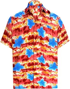 LA LEELA Men's Relaxed Tropical Hawaiian Shirt Casual Button Down XS Red_W328 - Picture 1 of 3