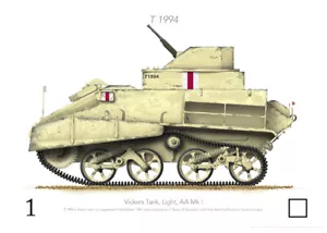 Vickers Light Tank AA Mk I T1994 NZ - A3+ Profile Print - Picture 1 of 4
