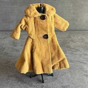 Vintage Puppenmantel gefüttert Button Down lange Swing Jacke gelb braun schön selten *** - Bild 1 von 11