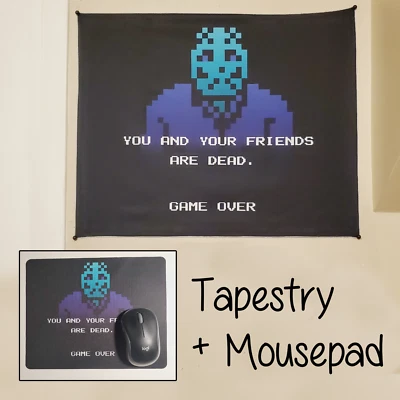 8-bit Jason mouse pad + tapestry Friday the 13th banner wall flag Nintendo - Image 1 of 4