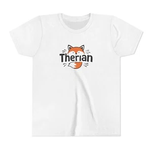 Cute Fox Therian Youth Tee Shirt, Kid's Animal Graphic T-Shirt Therian Gift - Picture 1 of 4
