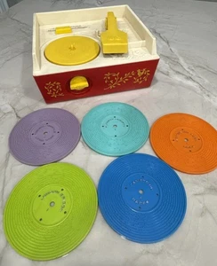 Vintage 1971 Fisher Price Music Box Record Player 5 Records WORKS! #995 - Picture 1 of 20