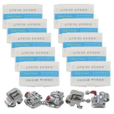 10 Sets Dental Brackets Orthodontic Self Ligating Braces Metal Roth 022 345 Hook - Image 1 of 4