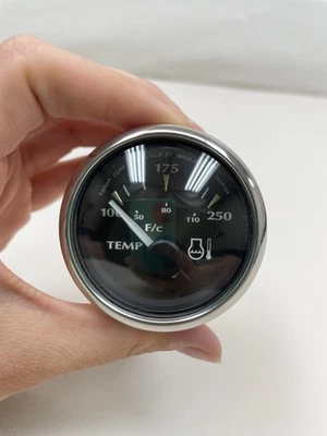 FARIA GP7192A MEDIDOR DE TEMPERATURA CARA NEGRA / BISEL PLATEADO 2" BARCO MARINO Foto 1 de 4