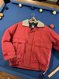 Vintage Woolrich Daunenjacke Herren M rot Flanell gefüttert Outdoor Bomber Wandern Walk - Bild 1 von 9