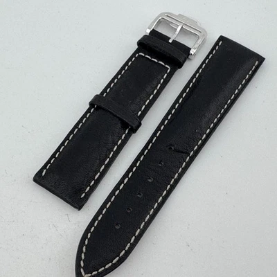 Correa de reloj de cuero genuino Baume & Mercier original ~ negra ~ 18 mm ~ cierre plateado Foto 1 de 4