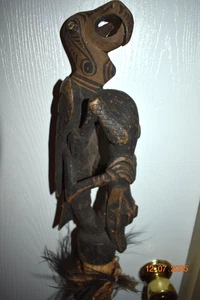 PAPUA NEW GUINEA SACRED FLUTE, BIRD/CROC FIGURE, FIGURE 54" 1900S PROV - Picture 1 of 5