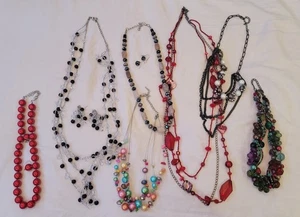 Vtg Unbranded Costume Fashion Jewelry Lot Quartz Faux Pearl Earrings Necklaces - Picture 1 of 24