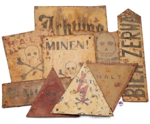 Letrero 9 piezas Puntero de carretera Alemán Segunda Guerra Mundial Conjunto Segunda Guerra Mundial Huesos de calavera Alemania Pintura hecha a mano - Imagen 1 de 19