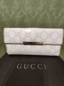 ✅ Authentic Gucci GG  Monogram Long Wallet  Soft White Genuine Leather W/Box - Picture 1 of 14