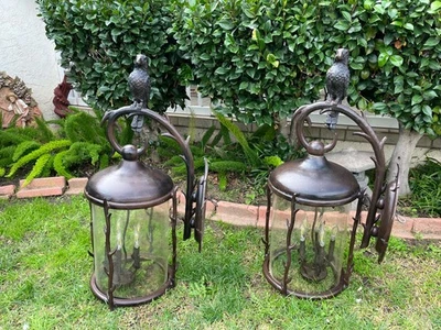 Par de apliques de pared grandes Art Deco para exteriores con figura de loro 🦜 Foto 1 de 4