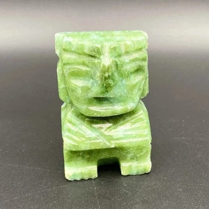 Vintage Carved Aztec Mayan Tiki Jade Marble Stone Bookend Shelf Sitter 3” - Picture 1 of 10