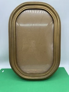 Antiker konvexer Glas Bilderrahmen oval Holz bemalt gold vergoldet 17 x 11 - Bild 1 von 8