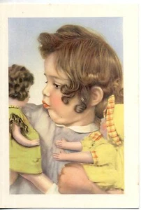 Bambina con Bambole Girl with Doll PC Circa 1950 Real Photo - Imagen 1 de 1