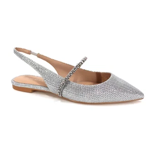 Stuart Weitzman Crystalline Flats NEW Crystal Buckle Slides Silver Slingback 6 - Picture 1 of 8