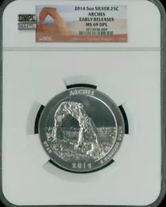 2015 5oz SILVER ARCHES PARK NGC MS69 DPL MAC SPOTLESS . - Picture 1 of 2