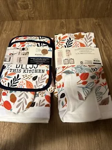 Bless This Kitchen Leaves 5-teiliges Küchenset Handtücher Topflappen Ofenhandschuh Menge 2 - Bild 1 von 4