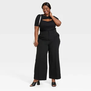 Women's High-Rise Wide Leg Pants - Ava & Viv Black Size 20 New With Tags - Picture 1 of 9