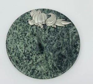 Natural Green Marble Round Cheese Serving Board with Fruit Accent 8" Diameter - Picture 1 of 3