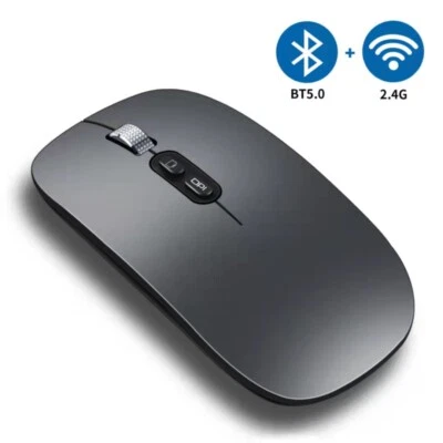Slim Silent Bluetooth Wireless Rechargeable Mouse For PC Laptop Computer & USB - Image 1 of 4