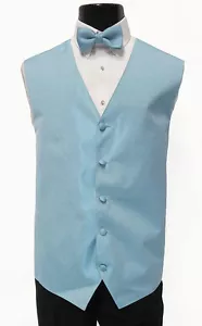 Men's Blue Perry Ellis Tuxedo Vest & Bow Tie Formal Groom Wedding Large Tall - Picture 1 of 2