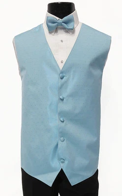 Men's Blue Perry Ellis Tuxedo Vest & Bow Tie Formal Groom Wedding Large Tall - Image 1 of 2