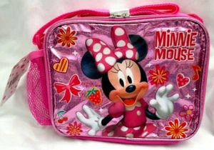  MINNIE MOUSE WITH BOW TIES STRAWBERRIES METALLIC PINK 9.5" LUNCHBOX-BRAND NEW! - Picture 1 of 1
