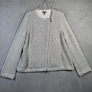Chaqueta de Moto Eileen Fisher Mujer XL Gris Algodón Orgánico Terry Torcido Cremallera Completa NUEVA - Imagen 1 de 12
