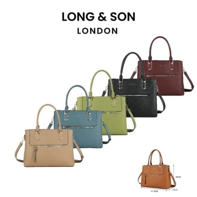 LONG & SON LONG&SON Medium Structured Handbag with detachable crossbody OF6009 UK 7 Colours