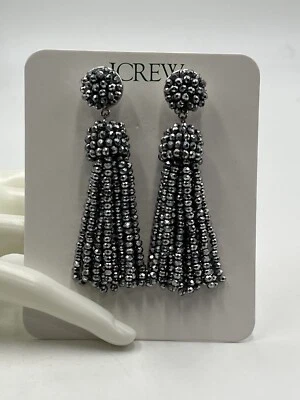 J. Pendientes borla doble cuentas espejo plateado, chapados en oro hipoalergénicos nuevos con etiquetas Foto 1 de 4