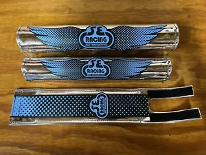 SE RACING BMX INNOVATIONS PAD SET CHROME BLUE & BLACK FITS SE BIKES & OTHERS NEW - Picture 1 of 23