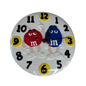 Reloj de Pared Cerámica M&Ms Rojo Azul Números Negritos Funciona con Pilas 2001 - Imagen 1 de 7