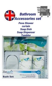 4-teiliges Badaccessoire Geschenkset Peva Duschvorhang Seifenspender Schale Becher - Bild 1 von 3