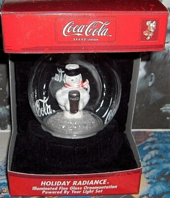Coca Cola Snowman-A Holiday Radiance Illuminated Glass Ball-Christmas Ornament - Image 1 of 4