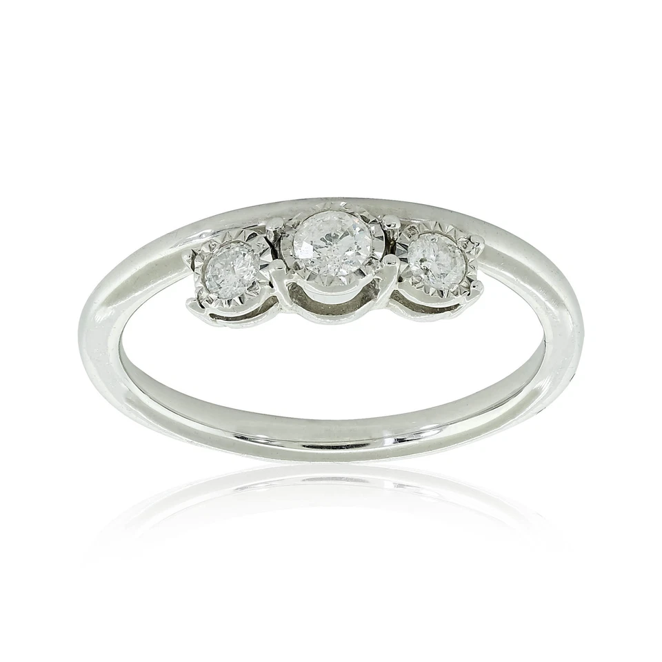Ladies 3Stone Miracle Set Ladies Diamond Ring 0.25ct 925 Sterling Silver - Image 1 of 4