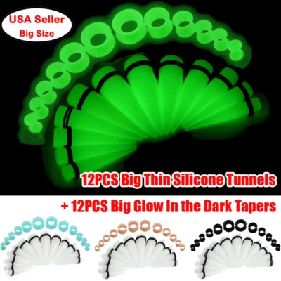 Kit de estiramiento de calibre grande de oreja de 12/24 piezas 00G-20 mm juego de tapones de silicona cónicos acrílicos Foto 1 de 4