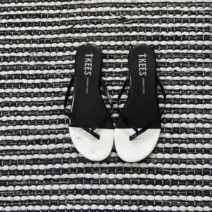 Tkees Womens French Tips Black White Flip Flops Sandals 9 - Picture 1 of 7