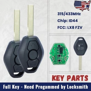 2 Remote Key Fob for BMW EWS 3 5 7 8 Series 1998-2010 315/433MHz ID44 LX8 FZV - Picture 1 of 6