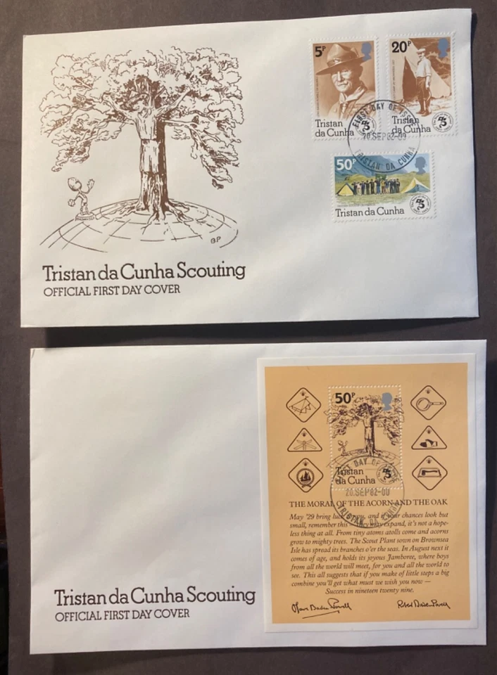 Tristan da Cunha #314-317 Scouting FDC on  2 covers, 7.5"x5" - Image 1 of 1