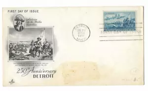1951 US FDC #1000 Artcraft 1951 Detroit MI Landing of Cadillac - Picture 1 of 2