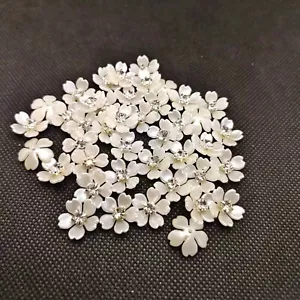 50 piezas Botones de diamantes de imitación de flores de 5 pétalos de perlas para hacer joyas costura artesanía - Imagen 1 de 9