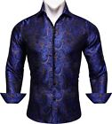 Paisley Shirts for Mens Muscle Shirt Silk Dress Button Long Sleeve Regular Tops