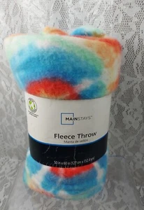 Mainstays Throw Blanket Fleece Tie Dye 50 x 60 Blue Red Americana 2021 New - Picture 1 of 5