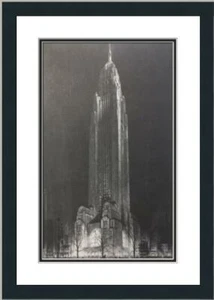 Hugh Ferriss - L'edificio della Torre della Convocazione Galleria personalizzata stampa incorniciata - Foto 1 di 2