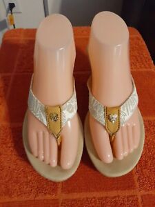 Tommy Bahama Beige Wedge Heel Flip Flops/Sandles - Size 8